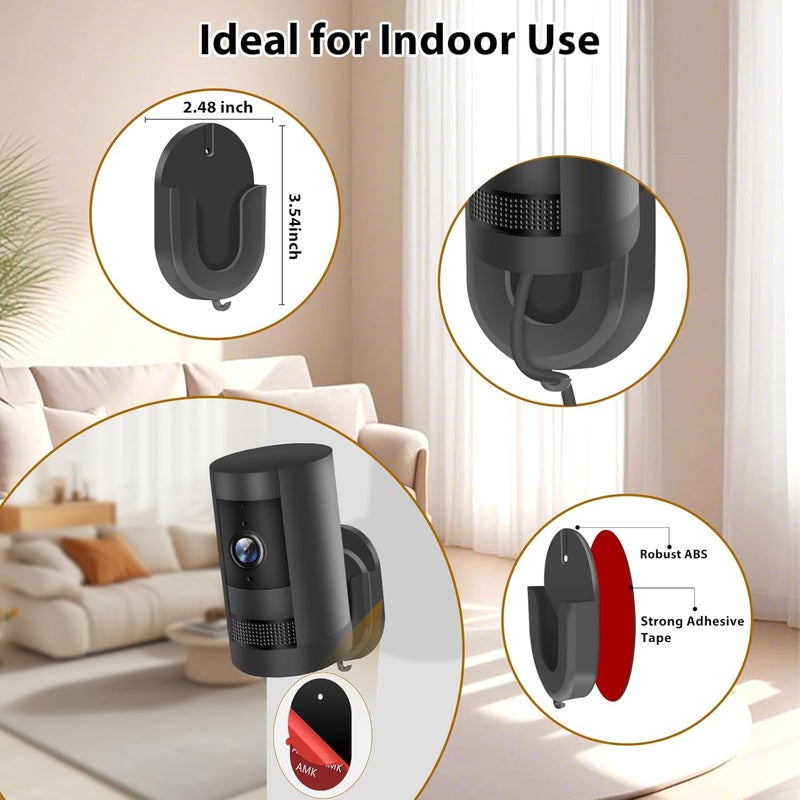 ALERTCAM No Drill Wall Mount Compatible with Stick Up Cam and Ring/Indoor Cam & Indoor Cam Plus , Strong Adhesive and No Screws Indoor Camera Mount(3Pack,White) - Image 3